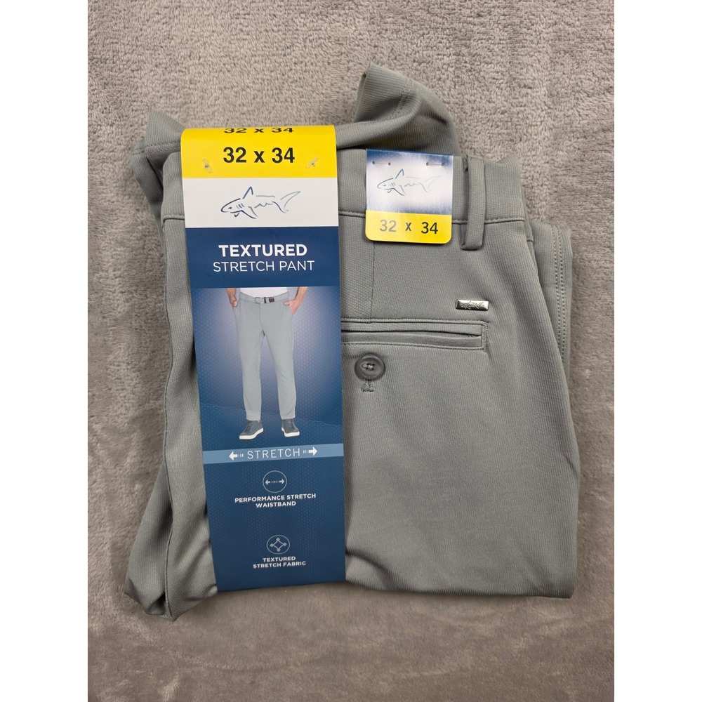 Greg Norman Textured Stretch Pant Mens 32x34 Gray Performance Golf Trousers